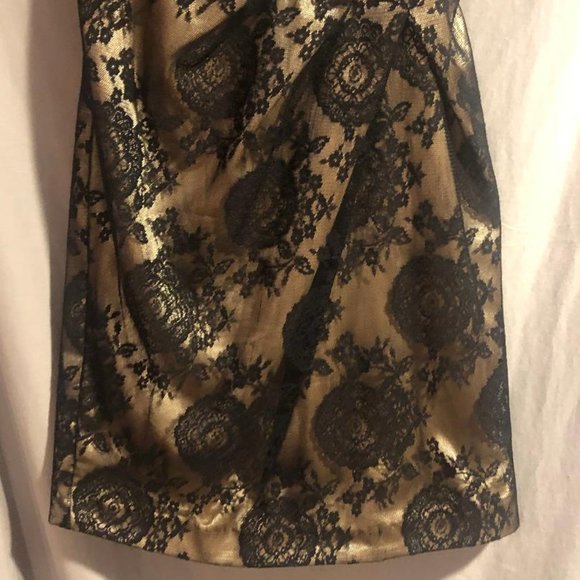 Teeze Me Juniors Black/Tan Size 1 Strapless Dress - Picture 4 of 8